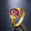 Gold-Plated Ruby Crystal Adjustable Couple Ring - Women's Luxury Design