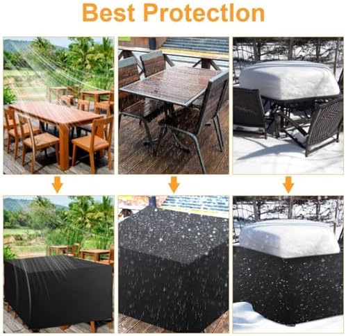 Rurbeder Garden Furniture Cover Waterproof 600D Oxford Outdoor Sofa Table Cover Black
