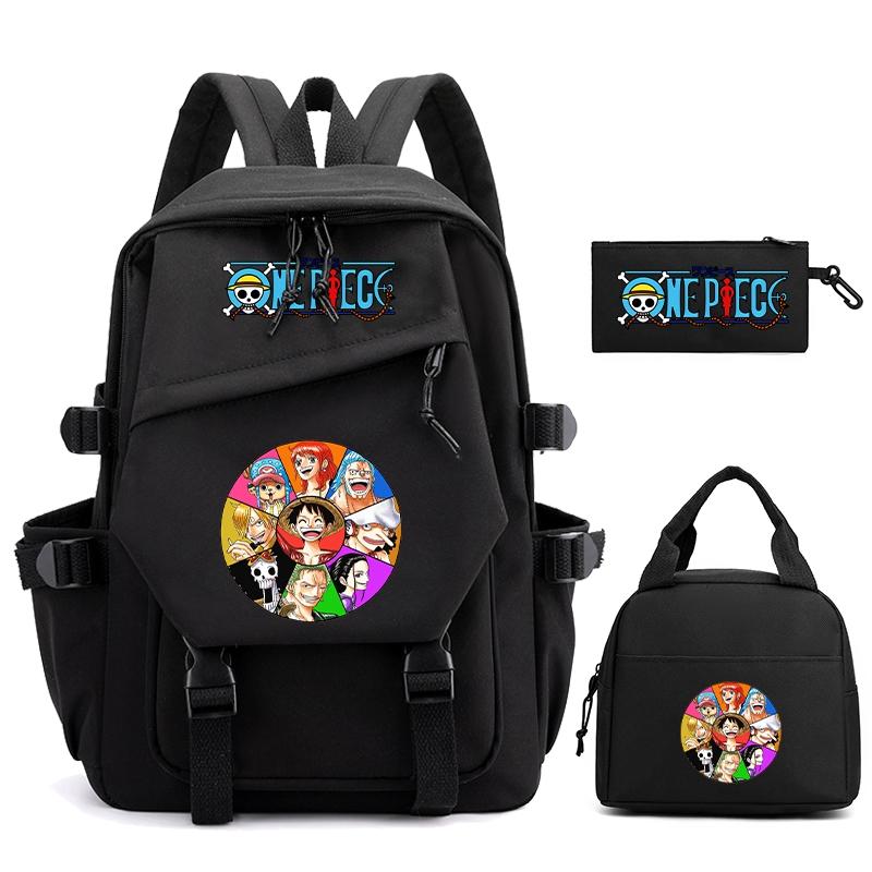 3 шт./компл., цельный нейлоновый рюкзак в стиле аниме с сумкой для обеда для девочек и мальчиков, школьный рюкзак для мужчин и женщин, дорожная сумка для отдыха