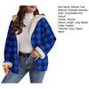 Women's Sherpa Plaid Shacket Long Sleeve Fleece Lined Jacket Oversized Warm Zip Up Hooded Coat Winter Outerwear