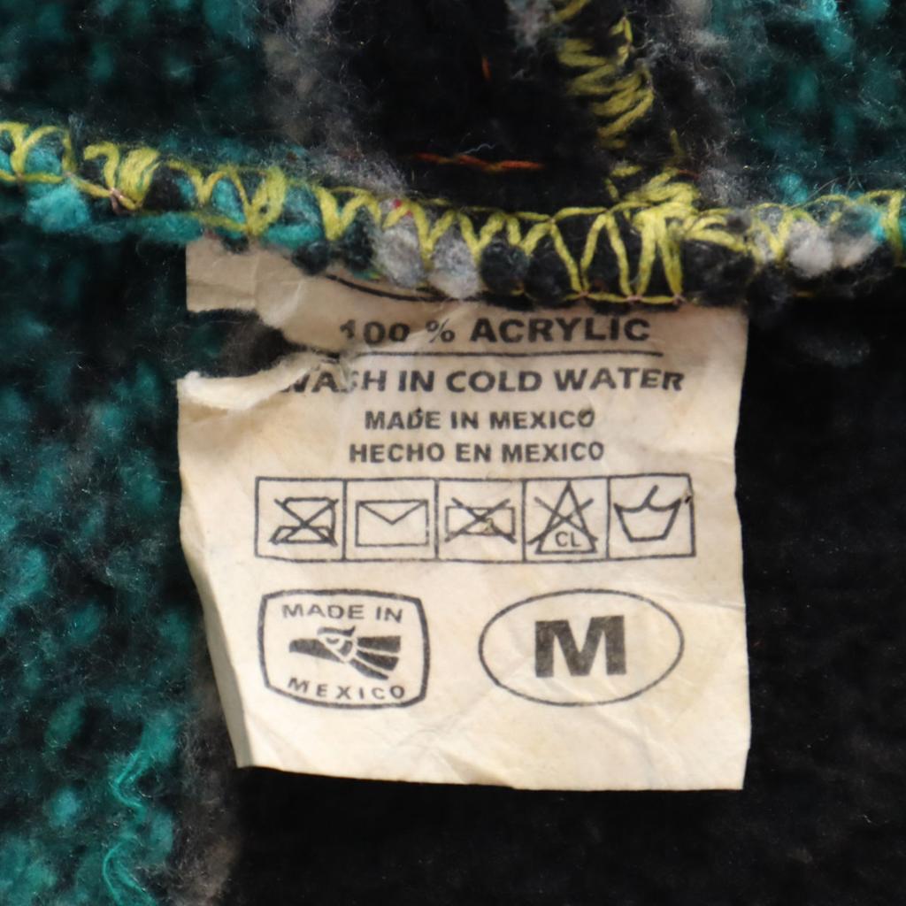 VEL-MEX 80-е 90-е Старый полосатый узор Длинный рукав Мексиканская парка M Мужская Б/У