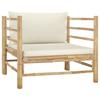 Garden Sofa - vidaXL - Bamboo - 2 People - Off-white Cushion - 74x70x60 Cm