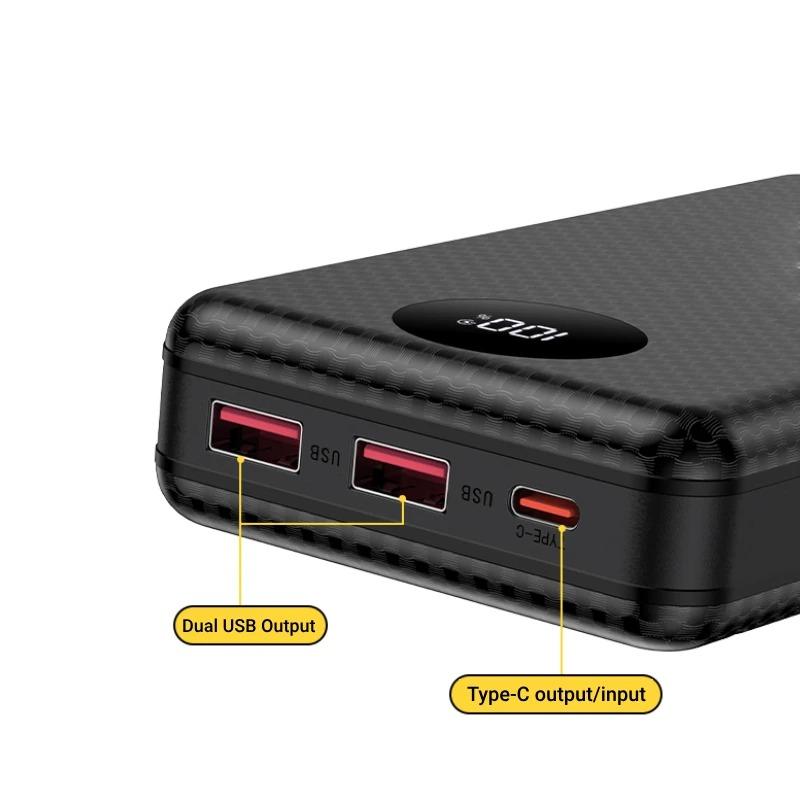 6*18650 внешний аккумуляторный бокс с двумя USB-портами типа C, зарядный чехол с фонарями для кемпинга, 20000 мАч, внешний аккумуляторный футляр для хранения и зарядки