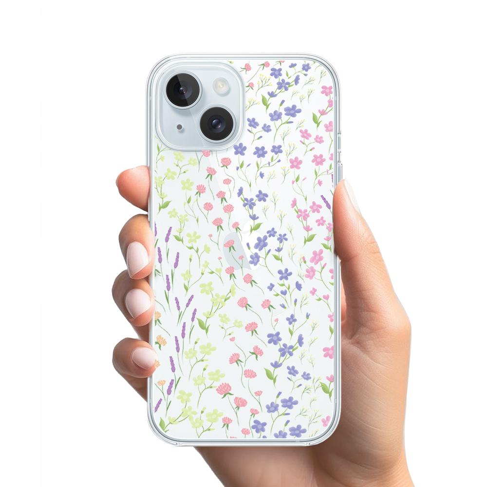 Etui Do Iphone 15 Przeźroczyste, Silikonowe Flexi, Kwiaty Polne