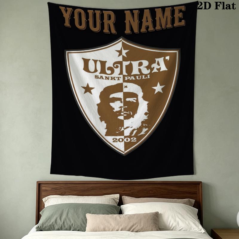 Custom Name Sankt Pauli Pattern Wall Tapestry Aesthetic Wall Hanging Printed Fabric Blanket Decorative Tapestries for Bedroom Living Room Home Decor