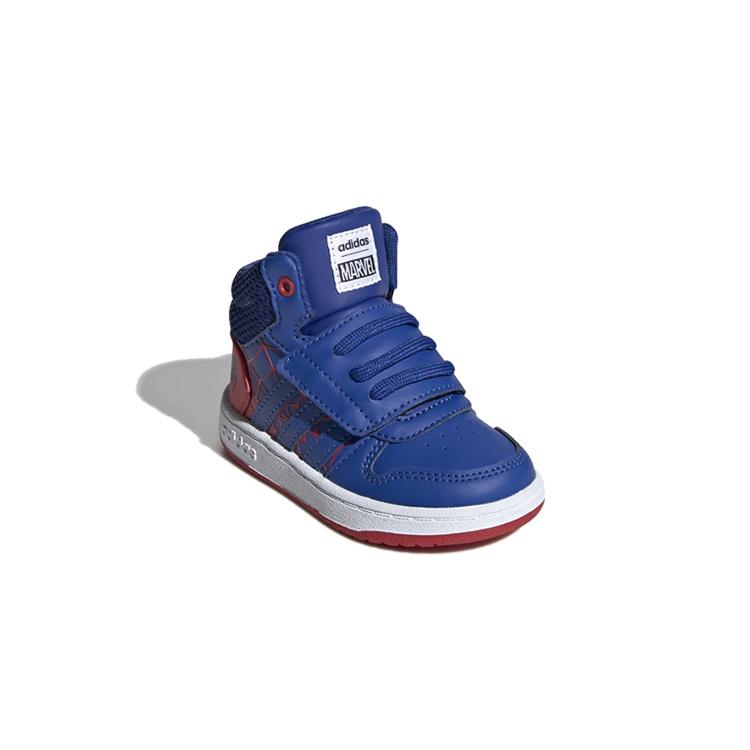 Adidas Neo Hoops Mid 2.0 Slip Resistant, Abrasion Resistant, Lightweight Mid top Toddler Shoes Blue Red EG7902