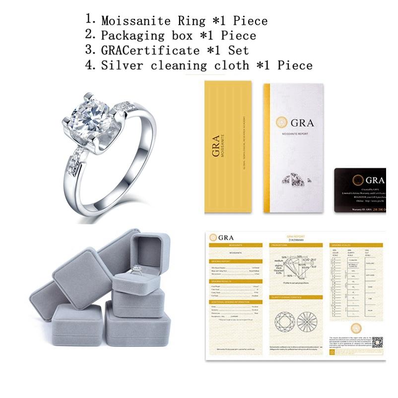 Настоящее серебро 925 пробы, 1,0 карата, кольцо с муассанитом, круглый бриллиант, тест пройден, кольца с муассанитом для женщин, ювелирные изделия для невесты, подарки