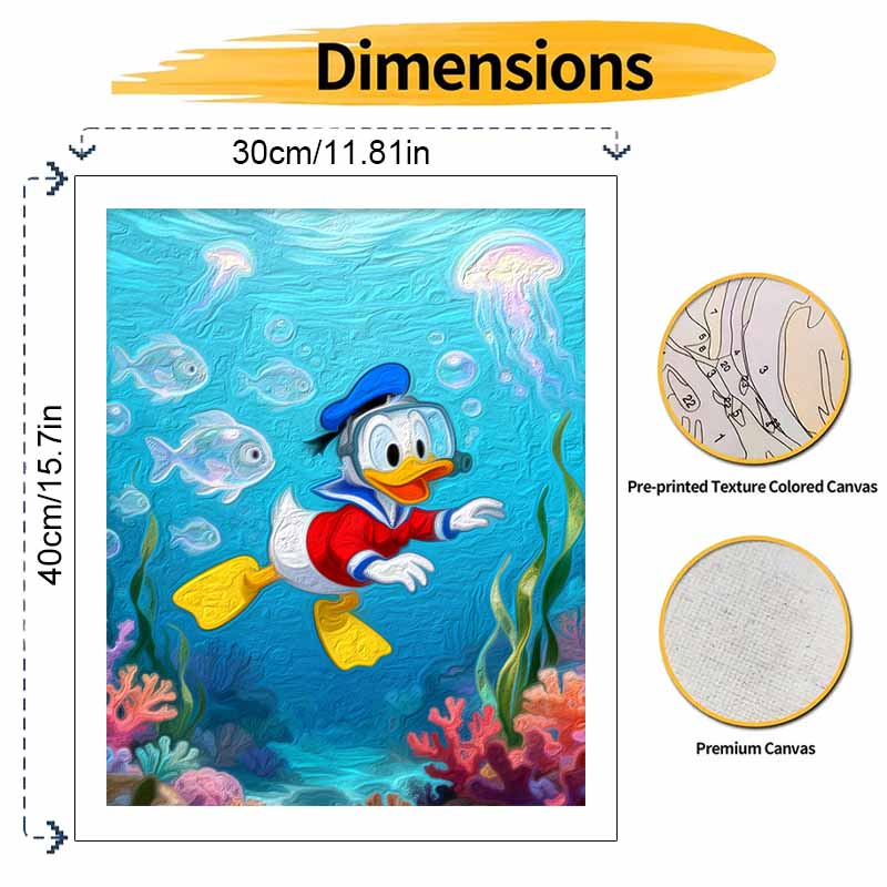 Disney Цифровой набор для масляной живописи Арт-набор Подводная Дайвинг-утка Ручная работа Раскраска Картина Домашний декор