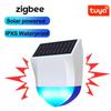 Tuya Smart ZigBee/Wi-Fi сирена сигнализация водонепроницаемая наружная с солнечной батареей и USB источником питания опционально 95 дБ пульт дистанционного управления