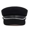 Unisex Winter Chain Black Wool Military Berets Hat Women Female Flat Army Hats Travel Newsboy Caps Painters Cap