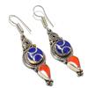 Lapis Lazuli, Coral Handmade Jewelry Earring 2.40" U2s32
