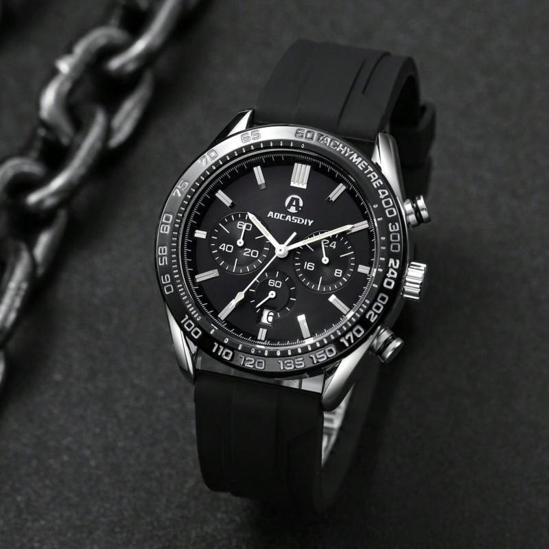 Cool fashion men's watch luxury brand calendar luminous waterproof wristwatch Leisure sports timing silicone strap Man watches
