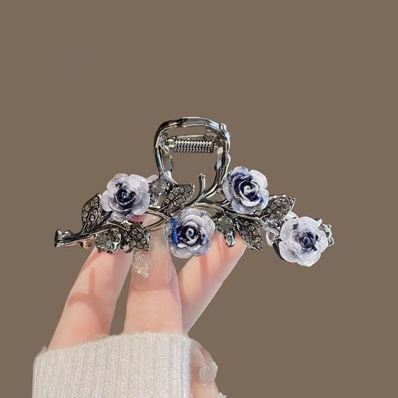 1 Pcs Ink Water Diamond Rose Flower Hair Claws For Women Girls Party Hair Accessories