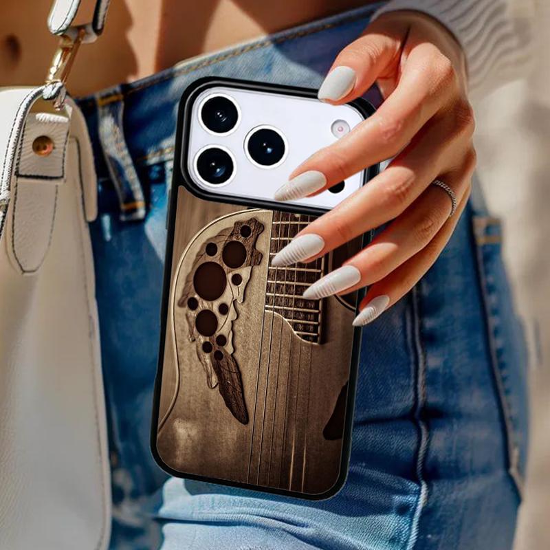 Винтажный Чехол для Телефона с Музыкальными Гитарами Для iPhone 17 Air 14 15 13 12 Max Чехол Для Apple 16e 11 Pro Max Plus Coque
