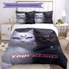 3pcs Custom Name "Cat Moon Magic" Bedding Set Printed Bedding Set Duvet Cover Closure Includes 1 Duvet Cover & 2 Pillowcases Bedroom Decor