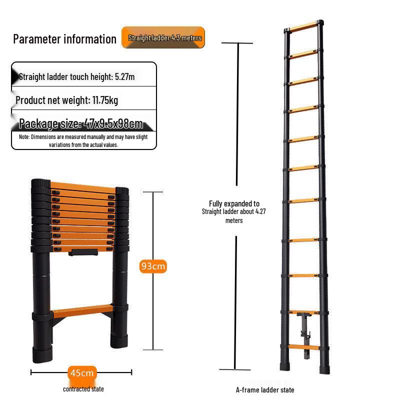 Телескопическая складная стремянка из нержавеющей стали и алюминиевого сплава