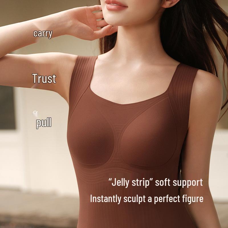 Seamless Fleece Shaping Vest: Flannel Warmth, Abdomen Control, Bra-Free Support for Women