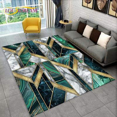 3D абстрактная геометрия мраморного цвета золотой коврик, ковер для гостиной, спальни, дивана, коврик для украшения, нескользящий напольный коврик HD