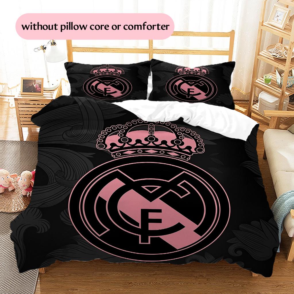 Madrid team Pattern Bedding Home Decoration Birthday Gift (1 * duvet cover + 2 * pillowcase, without core)