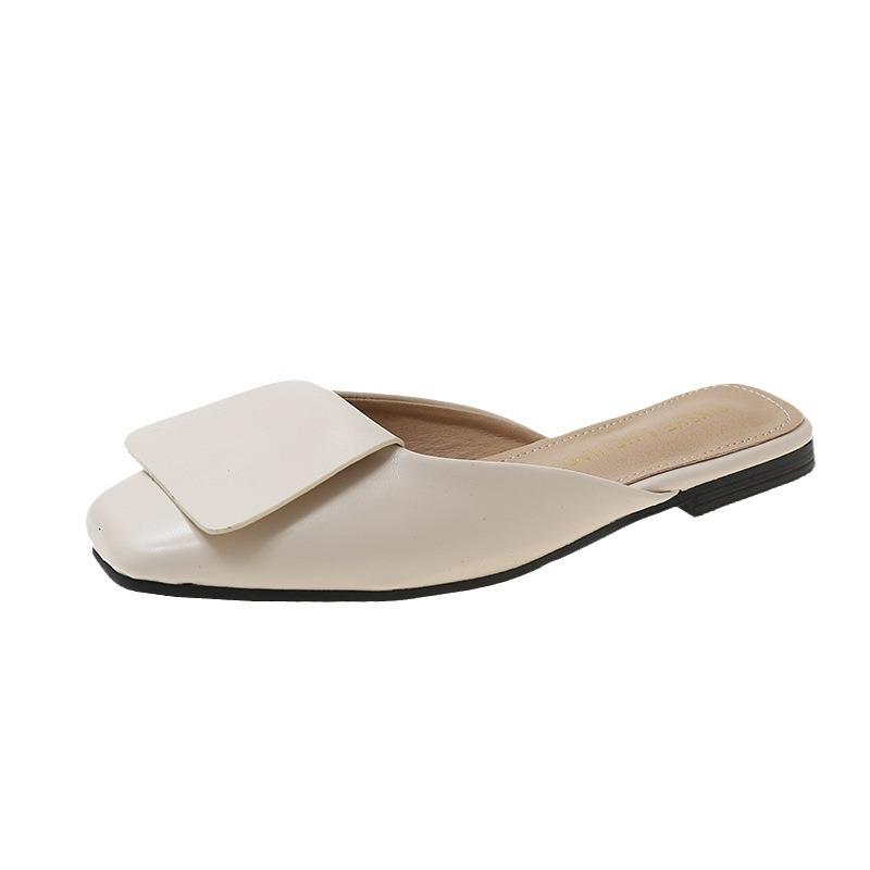 2024 лето и осень новая женская сумка голова шлепанцы на плоской подошве корейская версия темперамент женская мода повседневные крутые шлепанцы квадратный носок женские