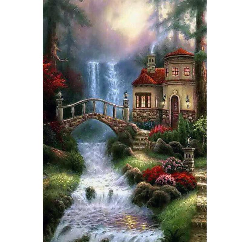 DIY Waterfall 5D Diamond Painting Full Round Drill Mosaic Rhinestones Landscape Diamond Embroidery Cross Stitch Home Decor Gift