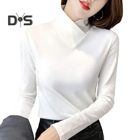 Женские топы с высоким воротником и длинным рукавом, облегающие, мягкие, эластичные, однотонные, с уникальным вырезом горловины