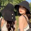 New Hat Women's Spring and Summer Sunshade Sunscreen Hat Knitted Straw Hat Fashionable Versatile Solid Color Neck Sun Hat