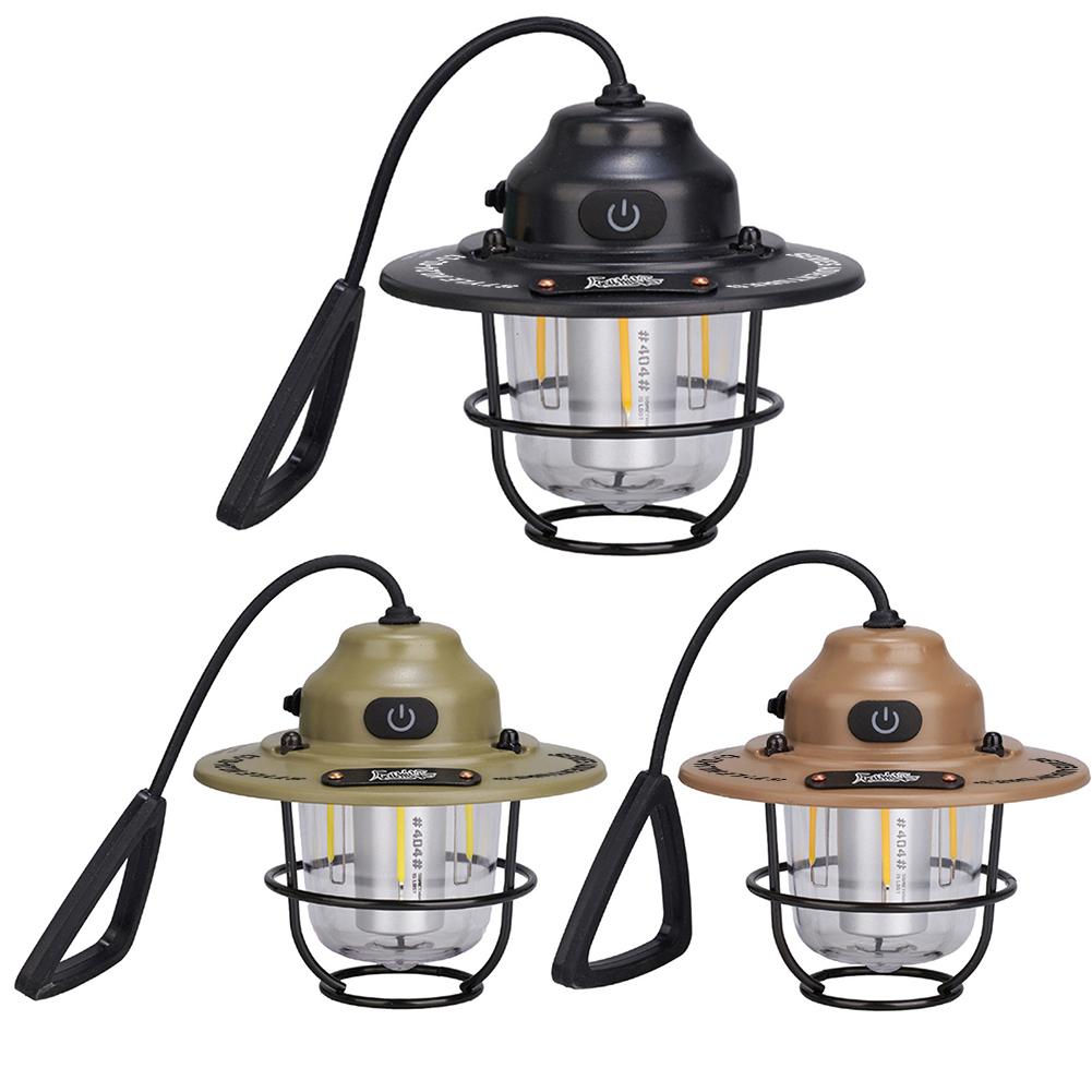 LED Camping Lantern Dimming Emergency Lamp Type C Charging Retro Camping Light 4 Light Modes IPX4 Waterproof for Fishing Camping