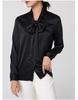 Heavyweight Mulberry Silk V-Neck Bow Blouse - Women's Long Sleeve Shirt for Autumn & Spring