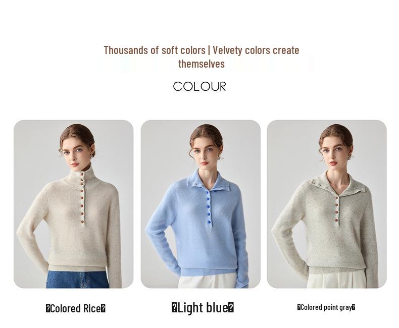 Versatile Slimming Women's Cashmere Button-Up Sweater - Soft, Skin-Friendly Loose Knit Top.