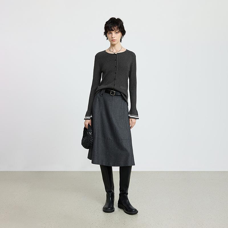 LILY contrasting striped flared sleeve knitted sweater