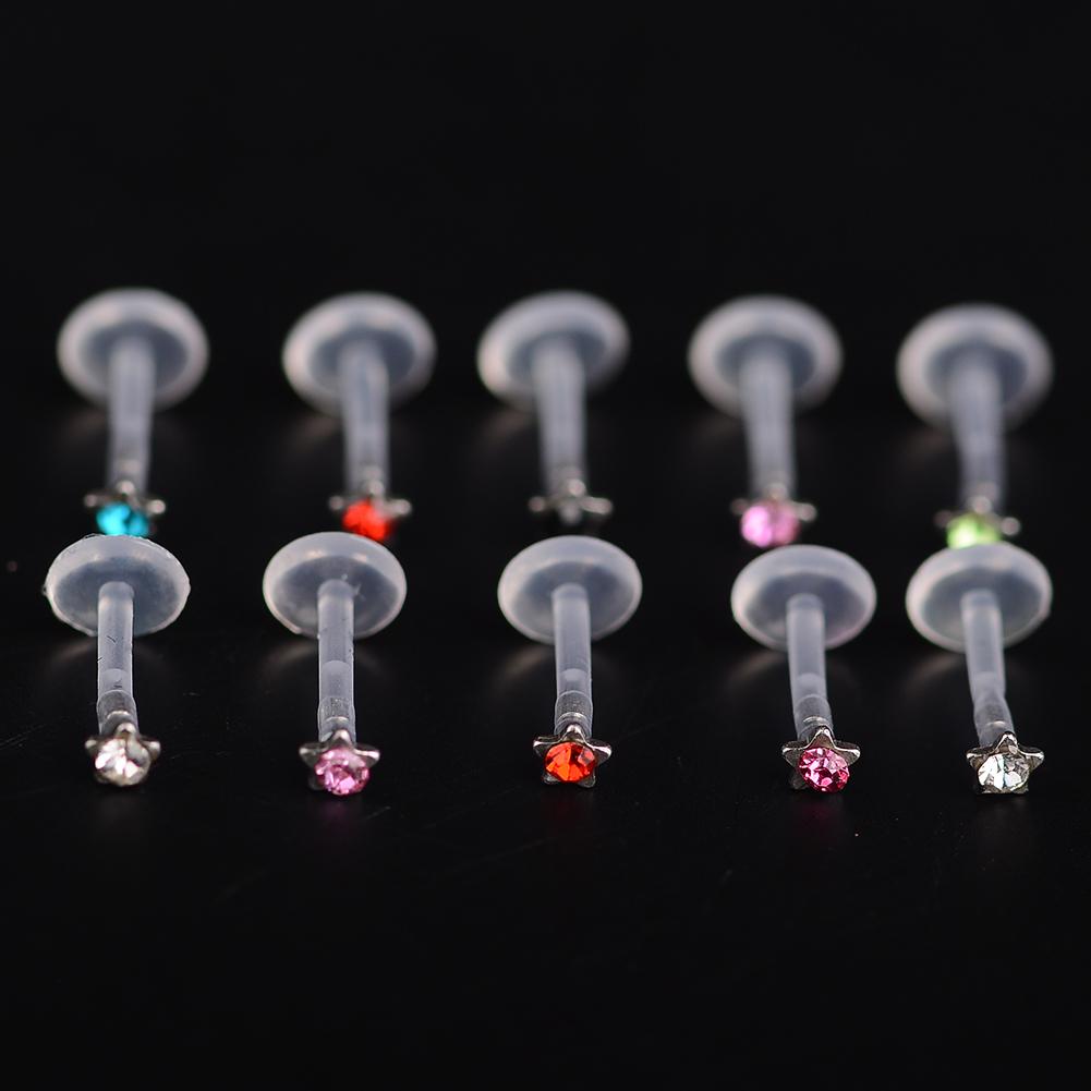 5Pcs Flexible Labret Lip Ring Ear Helix Cartilage Studs Piercing Body Jewelry