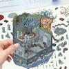 Коллекция 3D наклеек с пейзажами: Дизайн DIY-домика, Прозрачные ПЭТ-наклейки для снятия стресса