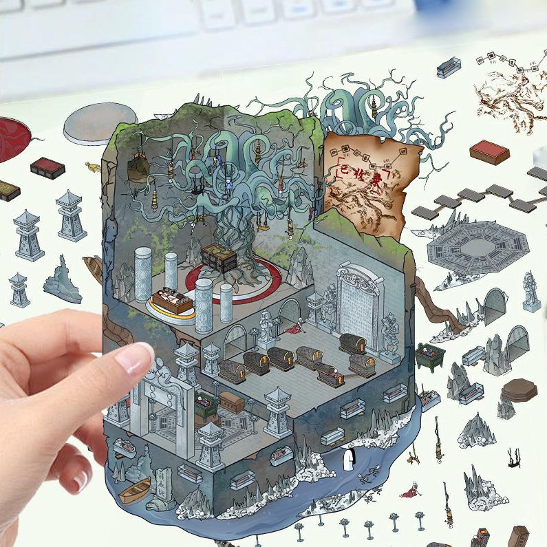 Коллекция 3D наклеек с пейзажами: Дизайн DIY-домика, Прозрачные ПЭТ-наклейки для снятия стресса