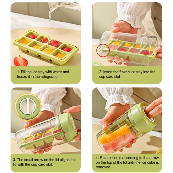 Форма для льда 2 в 1, большая емкость, поворотная форма для льда с крышкой для коктейлей и напитков, легко вынимающийся льдогенератор для домашних баров и уличных условий