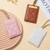 Sheepskin Mini ID Bag Rhombus Neck Chain Card Bag Women's Fashion Simple Work Permit Cover Ultra-thin Card Cover