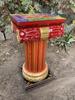 Hand Painted Wooden Chowki Pedestal Table | Indian Folk Art Statue Stand