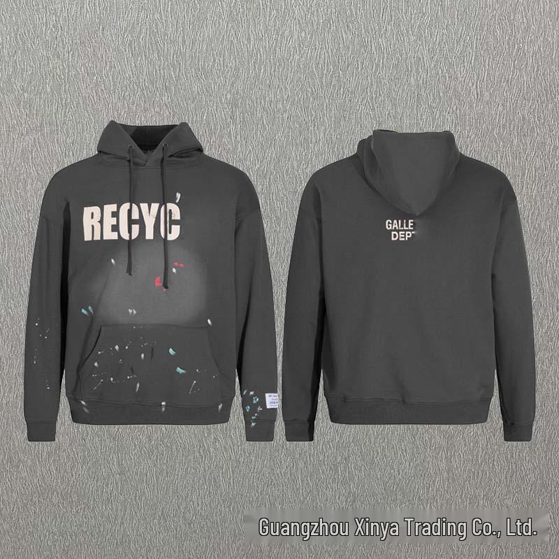 GALLERY DEPT Ink Splatter Graffiti Unisex Cotton Hoodie Set - Autumn Loose Fit