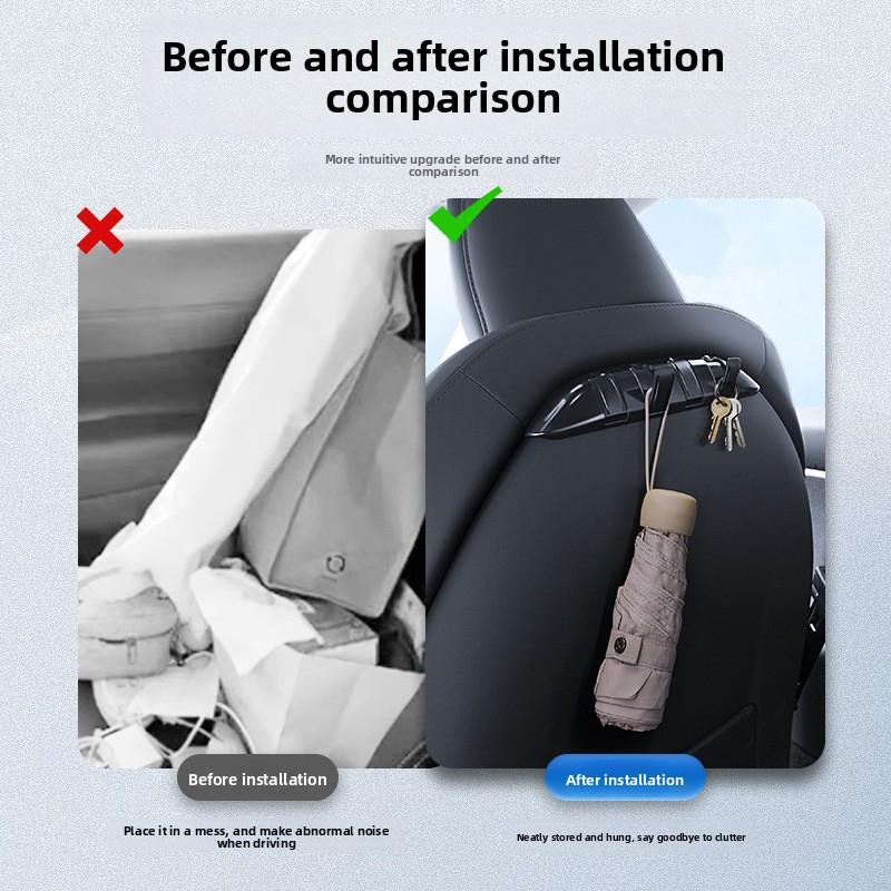 For Tesla 2017-2024 Model 3 Y Car Seat Hidden Hooks Purse Bag Hanger Back Seater Headrest Bracket Hanger Car Accessories