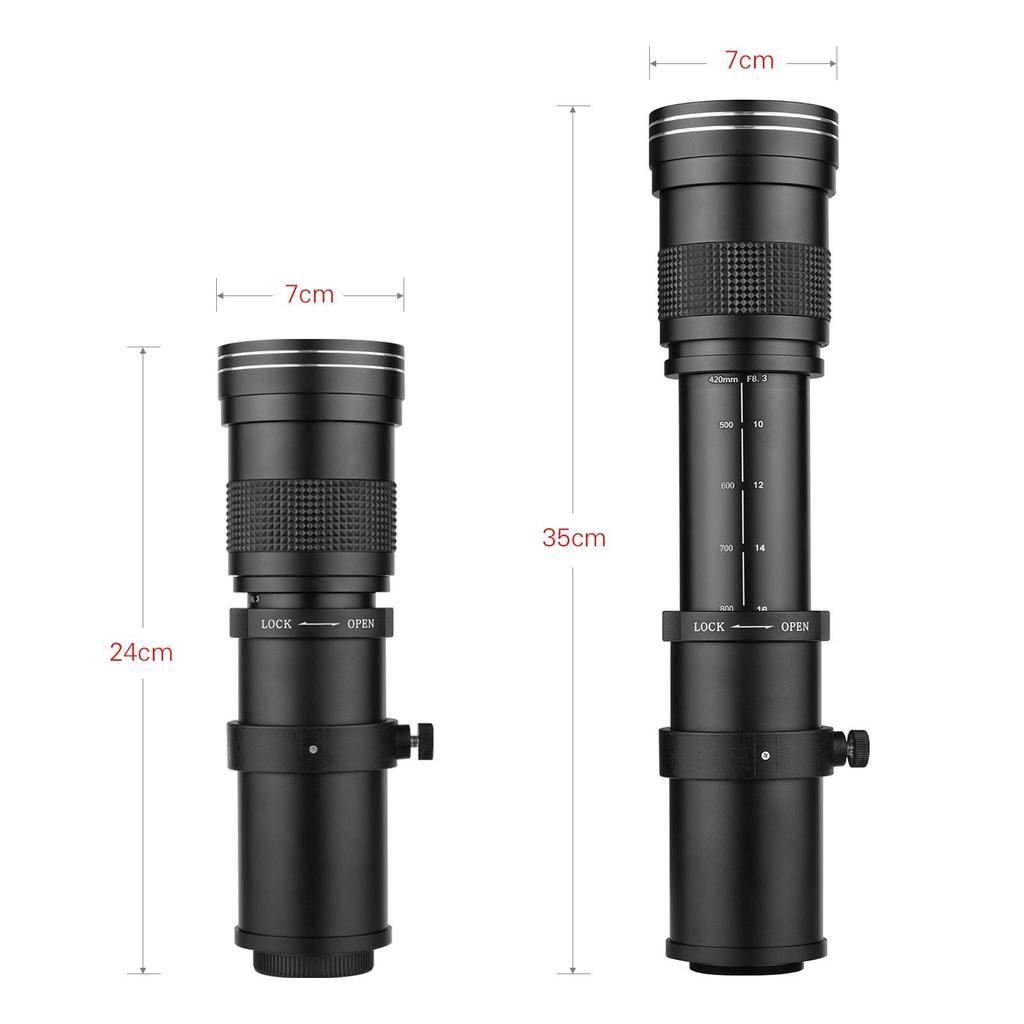 HBKS Камера MF Супер Телеобъектив Зум-объектив F/8.3-16 420-800мм Крепление T с Универсальной Резьбой 1/4