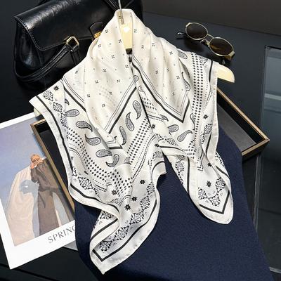 70cm Square Women's Scarf 1 PC Satin Bandanna Bag Scarf Head Band Fashion Paisley Print Hair Shawl Wrap Female Neckerchief Hijab