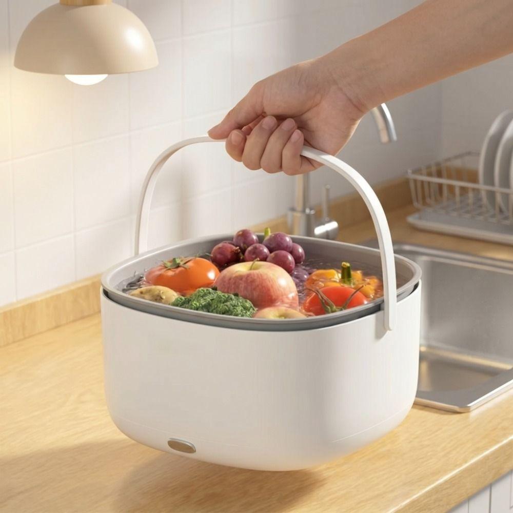 With Handle Ultrasonic Fruit Washing Machine Electric Food Purifier  Vegetables Cleaning