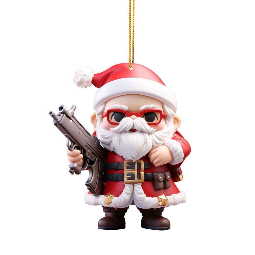 Акриловая плоская 2D Рождественская новая властная подвеска Санта-Клауса, праздничная подвеска, подвеска на зеркало заднего вида автомобиля, подвеска на елку