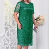 Plus Size Summer Dresses for Wedding Guest Women's Short Sleeve Lace Floral Elegant Formal Party Dresses