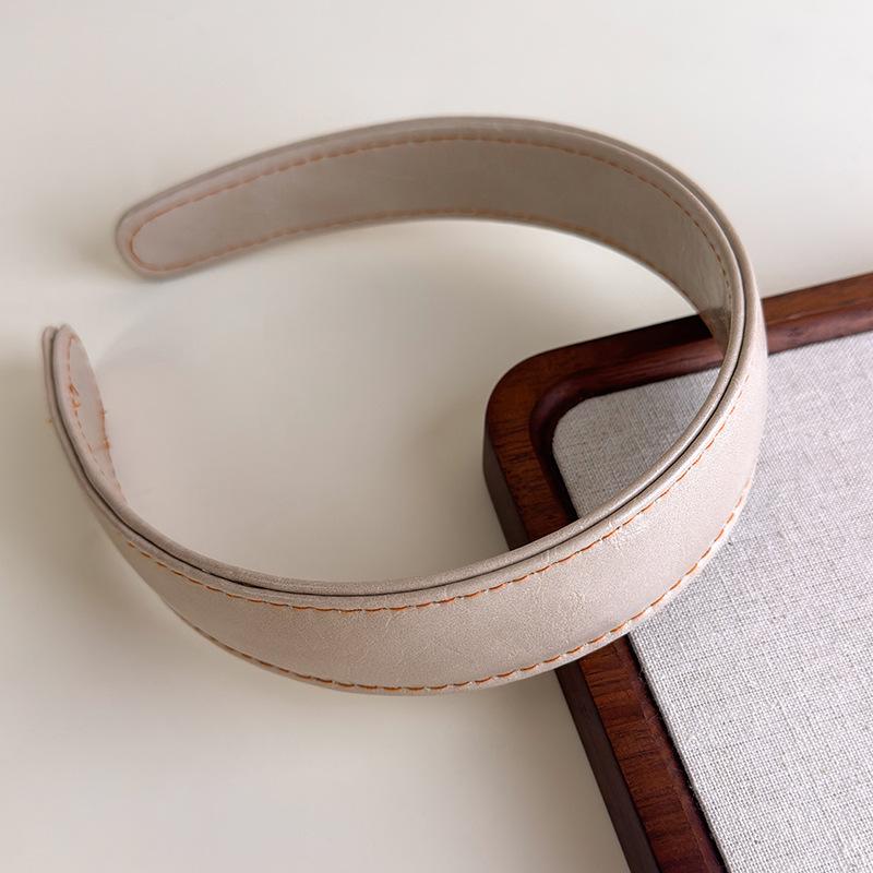 Обруч для волос во французском стиле, ретро кожаные широкие повязки на голову, женская повязка на голову, женский головной убор для умывания и макияжа, аксессуары для волос