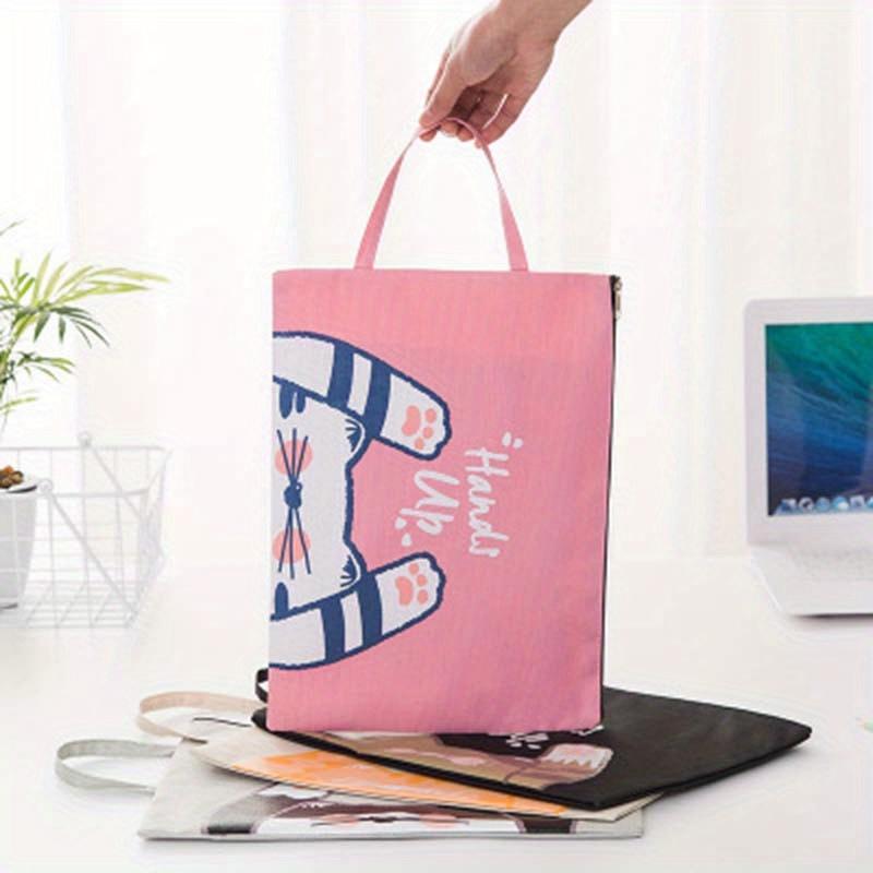 1 шт. креативная портативная мультяшная милая сумка для документов с изображением кота на молнии для школы, офиса, канцелярских принадлежностей