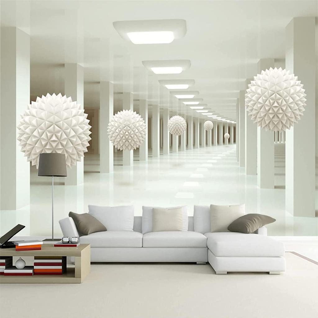 Абстрактное искусство, космические обои с белым шаром, 3D фотообои, роскошные белые фотообои в современном европейском стиле для гостиной и спальни