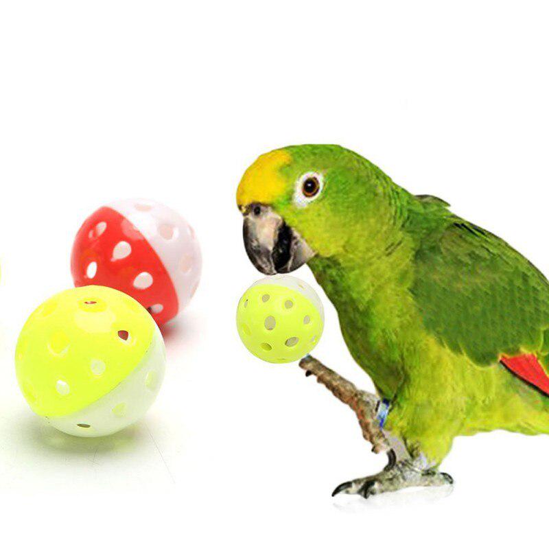 1pc Funny Parrot Toys Hollow Ball With Bell For Parakeet Cockatiel Bird Chewing Sound Toys Bird Toy Accessories Random Color
