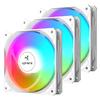 upHere 120mm PC Case Fan Equipped with Rainbow Colored LED PWM Compatible Quiet High Performance 4PIN Connector Set of 3 White Frame and White Blade