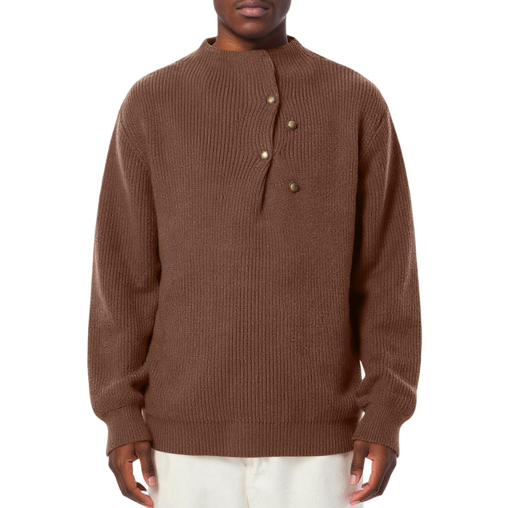 Мужской Модный Вязаный Пуловер Длинные Рукава Свободный Круглый Вырез Свитер